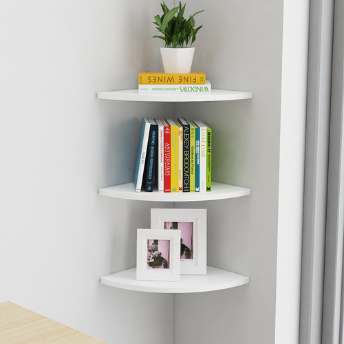 Corner shelf, corner kitchen wall shelf, living room corner shelf, bedroom triangular fan-shaped partition, corner wood plank