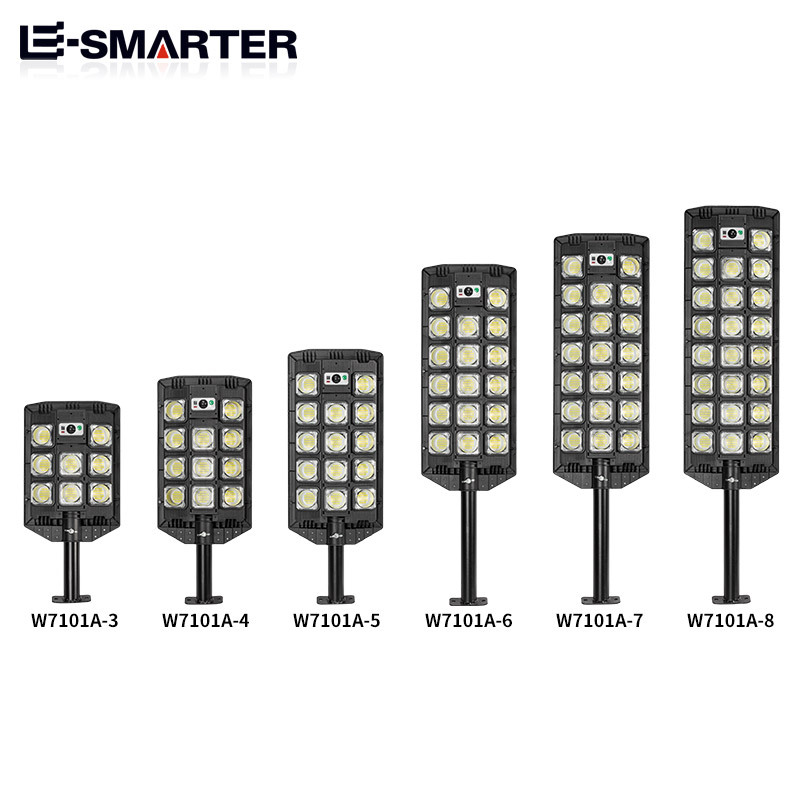 Transfronterizo nuevo LED luz fuerte lámpara de calle pequeña lámpara de calle de tres filas lámpara de jardín solar lámpara de calle de inducción iluminación al aire libre