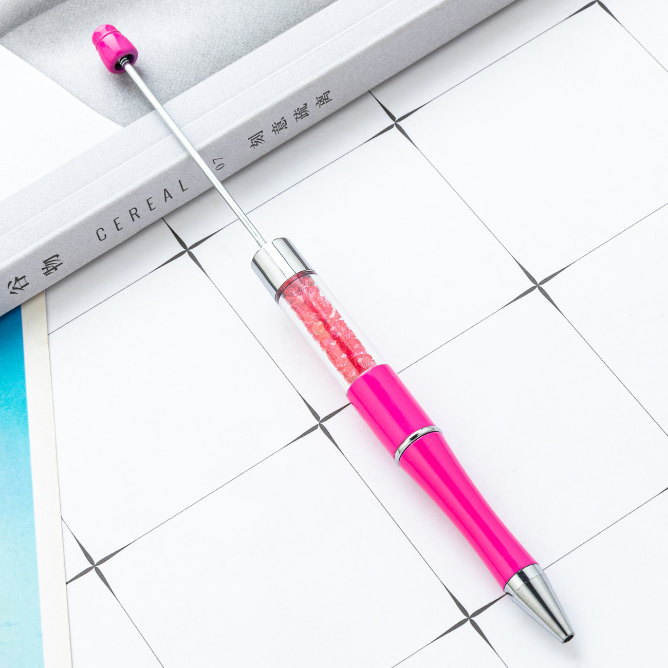 Bolígrafo con cuentas de cristal de bricolaje bolígrafo con cuentas de plástico giratorio multicolor bolígrafo de regalo publicitario creativo al por mayor