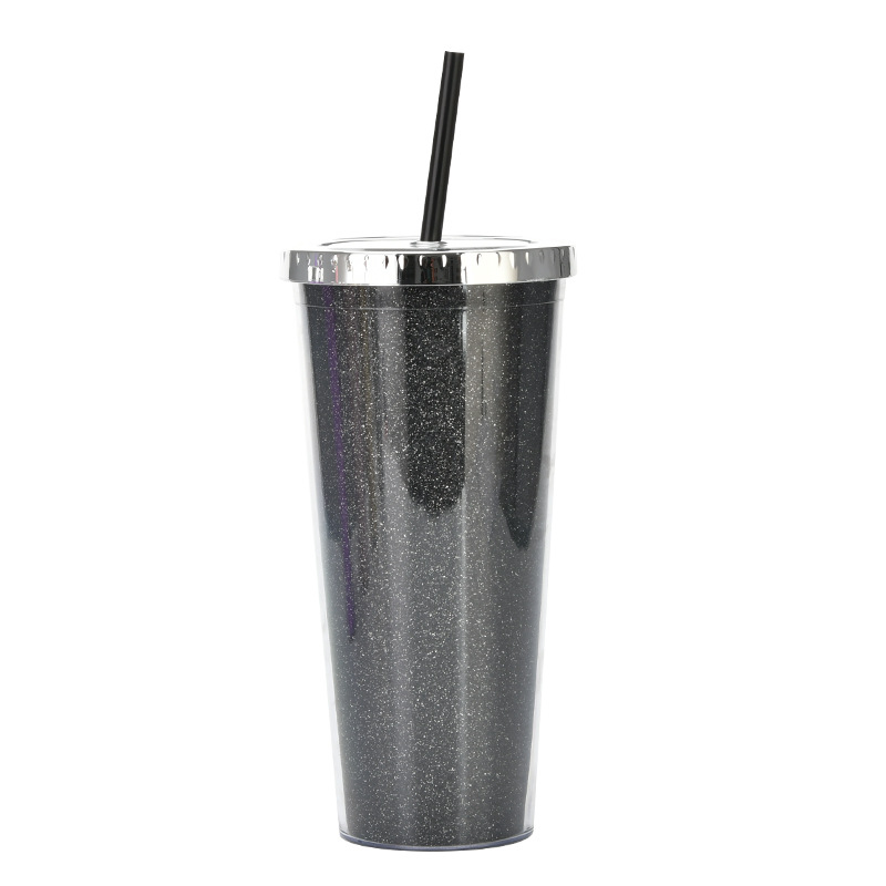 Copa de paja de plástico de doble capa de gran capacidad Amazon 24oz como taza de agua universal de comercio electrónico transfronterizo para estudiantes masculinos y femeninos