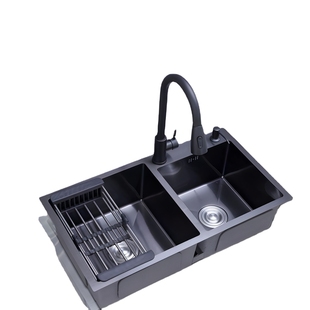 Black Nano 304 Stainless Steel Sink Kitchen Sink Sink Sink Sink Single Sink Double Sink Thickened Upper, Middle and Lower Sink