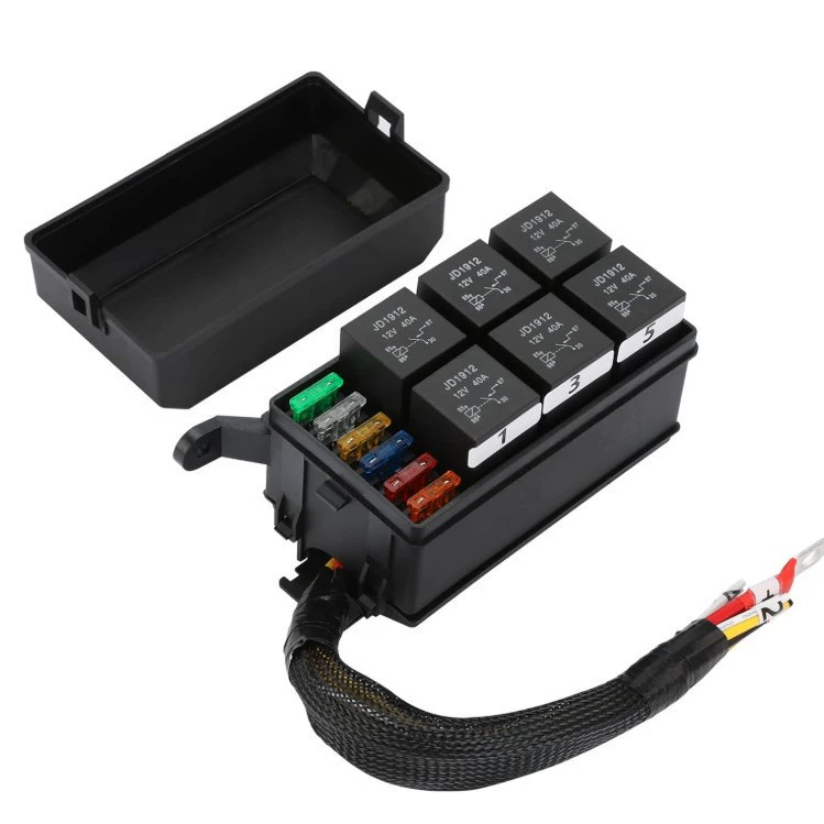 12V24V автомобильный и морской блок реле с предохранителями, 6-контактный комплект предварительно подключенных реле с предохранителями