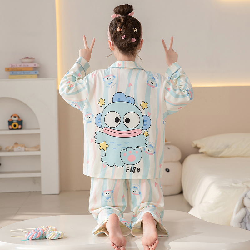 Pijamas de niñas 2025 nueva primavera y otoño algodón de manga larga delgada para niños ropa de casa para niños pequeños set