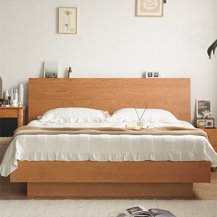 Nordic Solid Wood Box Bed 1.5 m Japanese Small Apartment Cherry Wood High Box Storage 1.8 Double Bed