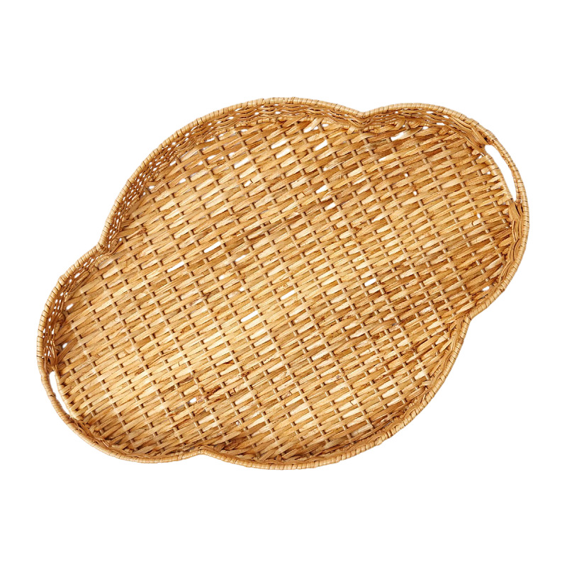 Transfronteriza personalizada nórdica de caña bandeja tejida a mano cesta de almacenamiento de cocina sala de estar mesa de té mesa de acabado cesta de almacenamiento