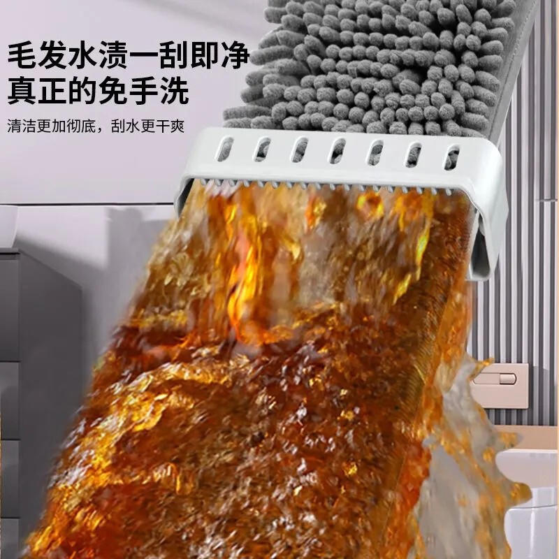雪尼尔免手洗平板拖把加厚木地板魔术长毛墩布大号带桶拖布一拖净|undefined