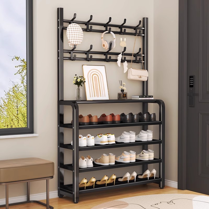 Thickened Multi-Layer Shoe Rack and Coat Rack Integrated Floor-Standing Doorway Shoe Rack Rental Shoe and Hat Rack Home Shoe Cabinet