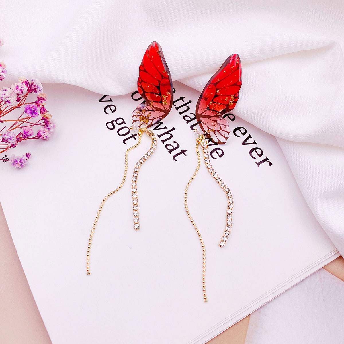 1 Par Estilo Simple Mariposa Epoxy Cadena Mujeres Pendientes De Gota display picture 2