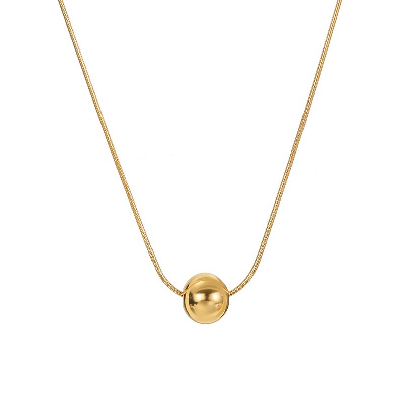 Collar de oro con cuentas redondas para mujer estilo elegante_voghion.com