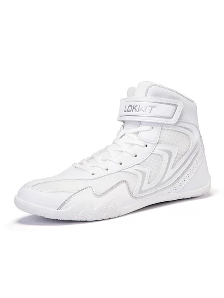 1126 Boxing Shoes for Men and Women, High-Top Mesh Lace-Up Wrestling Shoes, Non-Slip Breathable Cross-Border Sports Shoes with Velcro