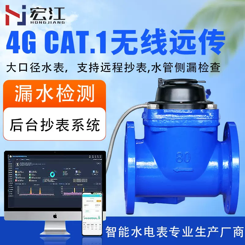 宏江 4G cat.1无线远传水表  大口径无阀冷水表   智能水表
