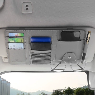 Visor Storage Clip Multifunctional Car: Car Glasses Clip/Bill Clip - gray-no-zipper