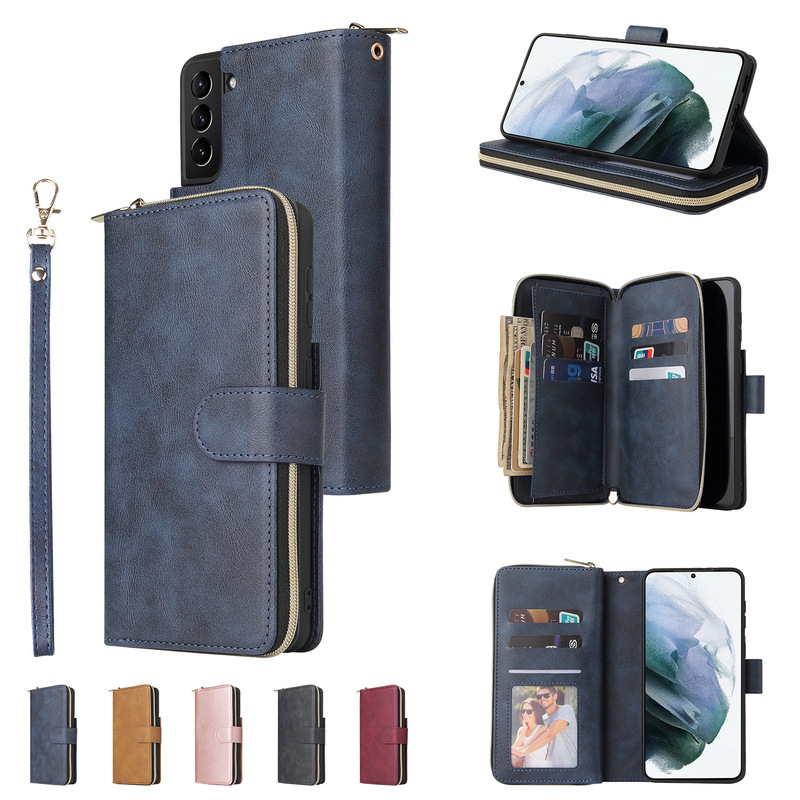 New Ultra-Thin Nine-Carat Zipper Bag Suitable for Samsung S24Plus Mobile Phone Case Holder Flip Leather Case A07/S25U