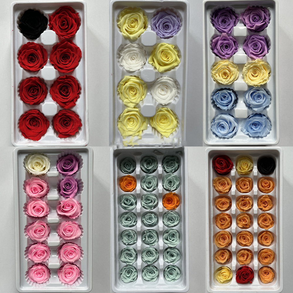 玫瑰永生花 钥匙扣车挂礼盒花材 新娘头饰干花保鲜花晨曦花束