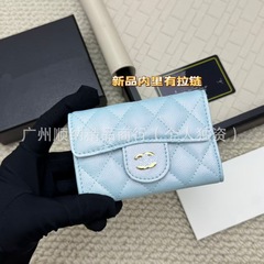 新款小香家韩版真皮钱包香奶奶CF钱包钱包鱼子酱菱格纹女士零钱包