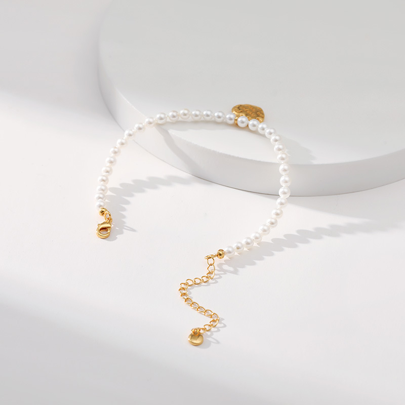 Retro Letter Heart Shape Copper Plating Artificial Pearls Bracelets 1 Piece