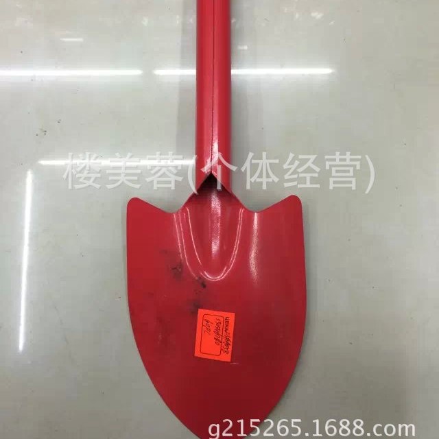 T055中大号喷红色园林工具铲子，耙子
