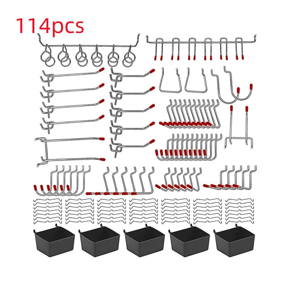 Cross-Border Hot Selling 114Pcs Perforated Board Hooks Metal Hook Tool Hooks Pegboard Hooks Tool Classification Hooks