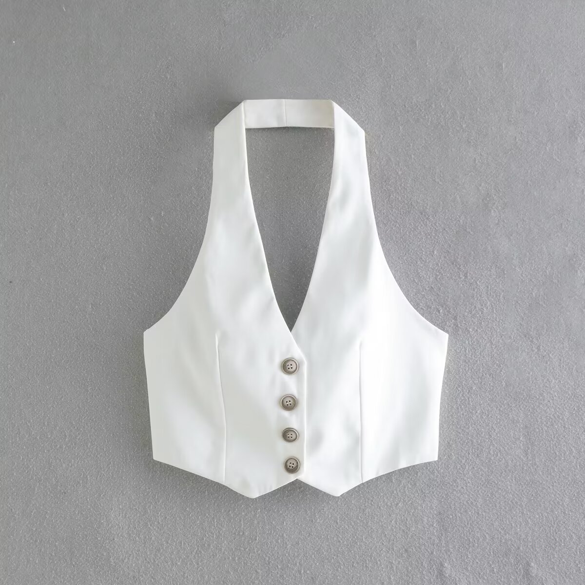 Myst & Za mujer verano 2026 nuevo estilo de moda temperamento versátil delgado corto cuello colgante chaleco chaleco