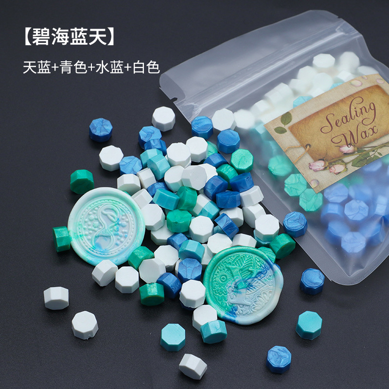 Ocho-lado fuego pintura cera grano mezclado color 35g bolsa de embalaje fuego pintura cera sello al por mayor sobre DIY mano cuenta de sellado Uso de cera