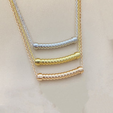 宝家微笑吊坠光面扭绳项链项链女轻奢小众弹簧锁骨活动礼品爆款链