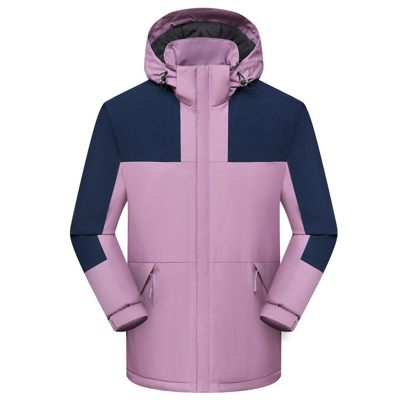 Abrigo de algodón acolchado forrado de lana para pareja para hombres y mujeres al aire libre sombrero desmontable impermeable color suelto a juego engrosado chaqueta súper suave al por mayor