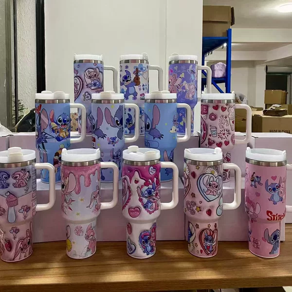 Cross-Border Amazon 40oz Stitch Cartoon Kt Cat Series Insulated Cup Ice Cup with Handle Portable Wholesale