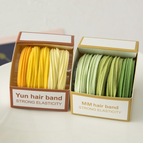 5 pieces in a box of gradient color towel rings. Sweet and elastic balls for girls. Gentle hair accessories that won’t hurt your hair.