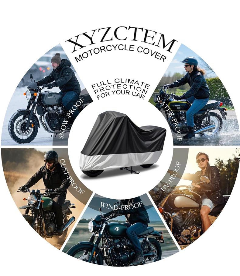 Customized Motorcycle Cover Rainproof, Sunproof and Dustproof Cover 210D Motorcycle Cover Full Coverage Factory Wholesale