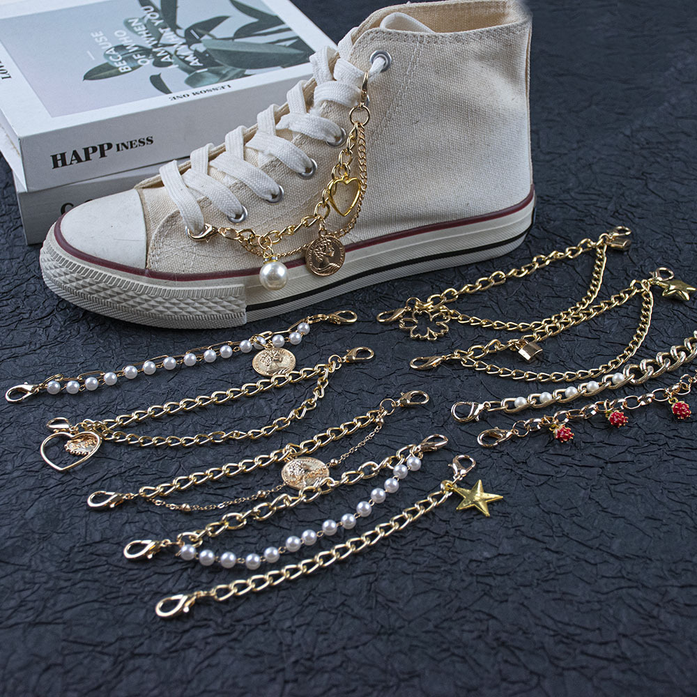 ズックの靴は星の真珠の2層の側の辺の靴の鎖の合金を配合します。