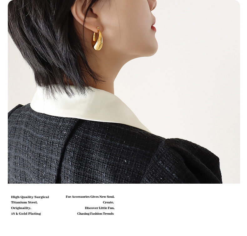 Earrings Classification Simple Style Geometric Plating 304 Stainless Steel 18K Gold Plated Earrings