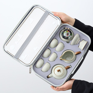 Ru Kiln Travel Tea Set Small Set One Pot Six Cups Portable Bag Outdoor Home Camping Tea Set Kung Fu Teapot