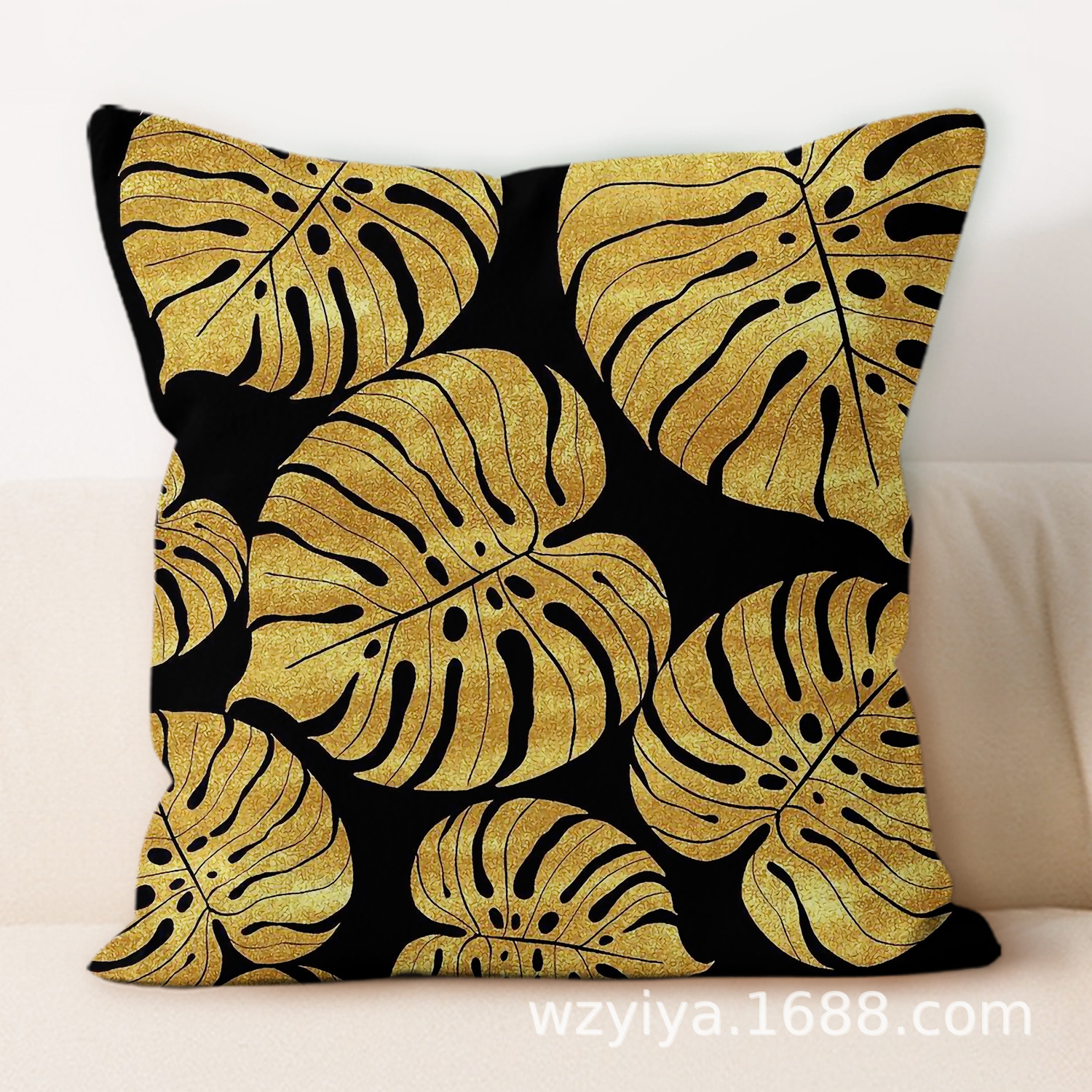 almohada de hoja estampada simple y moderna decoración del sofá de la sala de estar almohada de cabecera de cama cuadrada desmontable