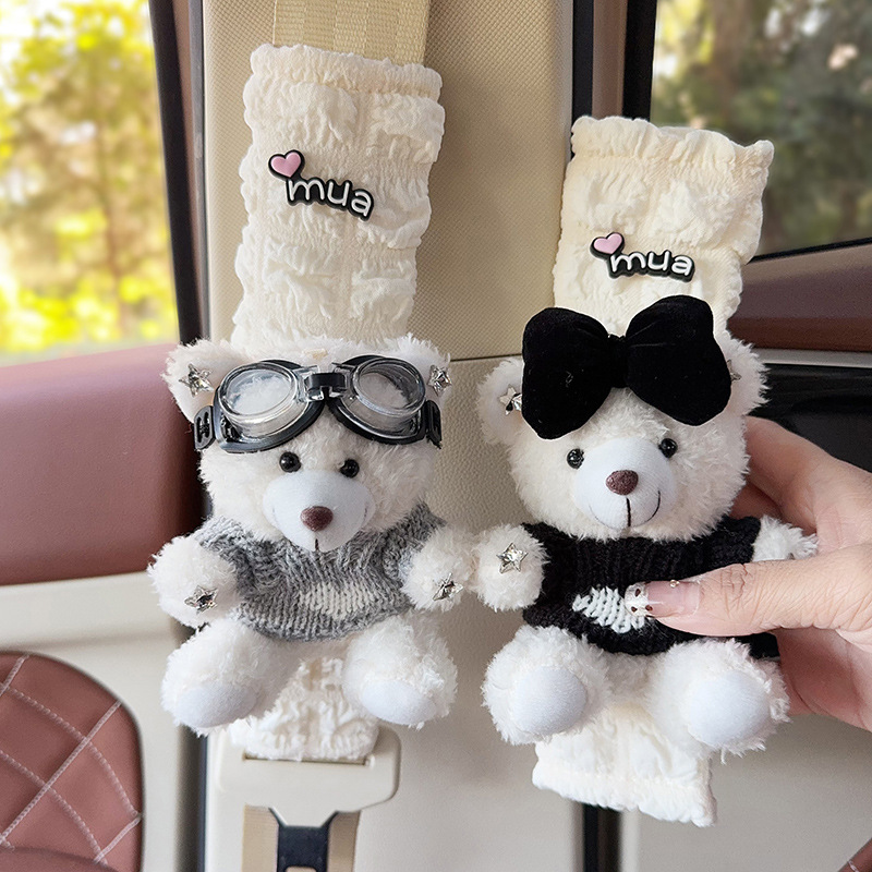 Funda Protectora de Peluche para Cinturón de Seguridad de Auto de Poliéster Decorativo Antiestrangulamiento