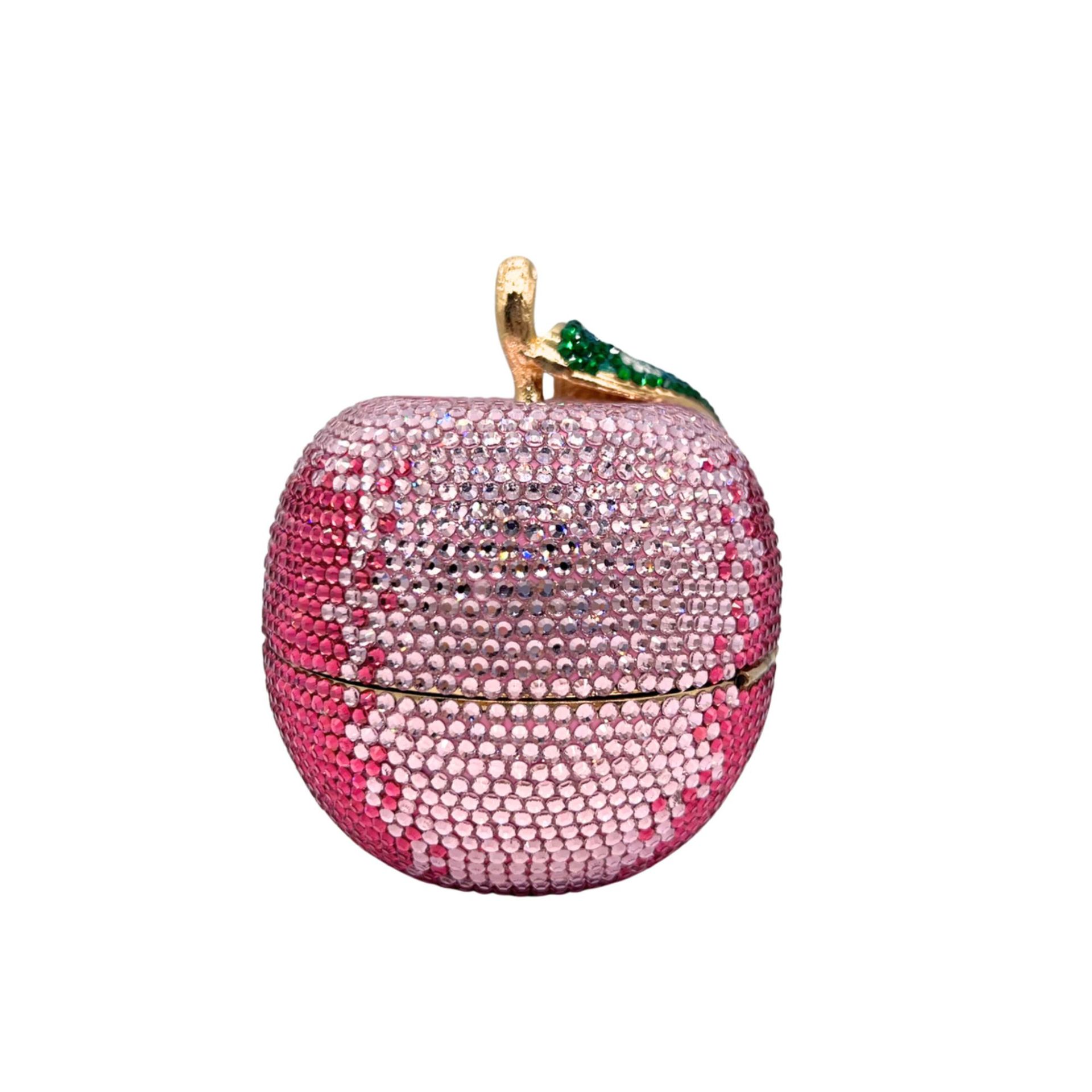 Túi clutch nữ đính đá hình quả táo pha lê sang trọng — Táo hồng, Cá tính đặt làm chi tiết 6