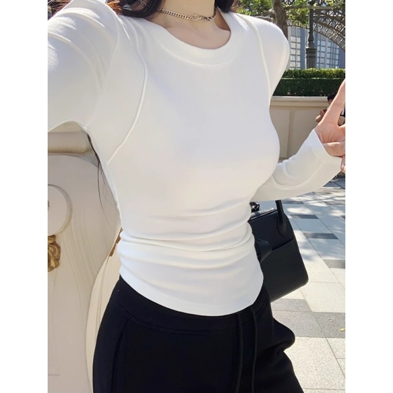 Base body-friendly spring design white long-sleeve