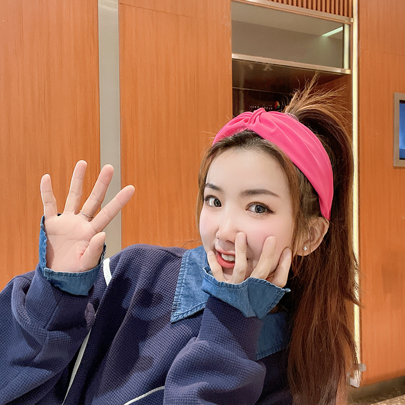 時尚韓版秋冬新年款發箍純色布藝寬邊交叉打結頭箍發卡女發捆R299