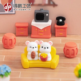微景观创意娃娃屋家具电视小熊公仔 DIY装饰品配件迷你微缩小摆件
