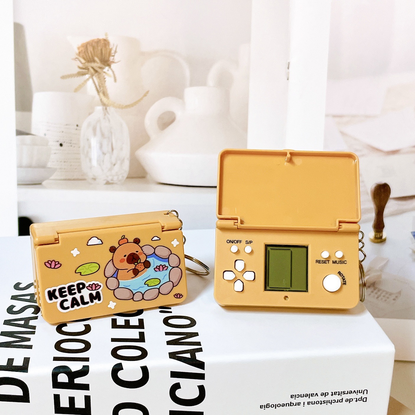 Juegos portátiles creativos de descompresión delfines de agua cámara de proyección llavero tapa de flip bolso de computadora de juegos de computadora colgante