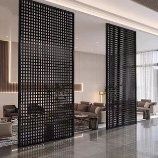 Quiet Grille Partition Screen Iron Cross Mesh Plaid Metal Black Living Room Home Modern Simple