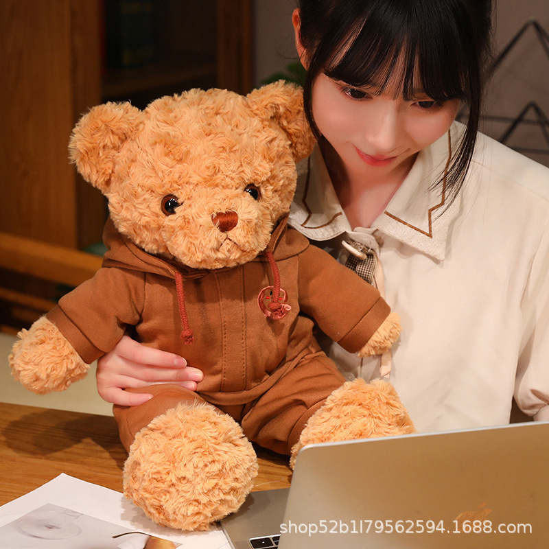 Cross-border wearing sweater sports bear doll brown teddy bear plush toy clothes can be taken off foreign trade brown bear doll Cross-border wearing sweater sports bear doll brown teddy bear plush toy clothes can be taken off foreign trade brown bear doll