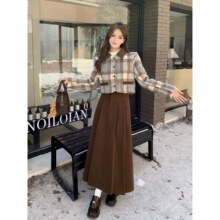 秋冬季两件套加厚毛呢短外套女装2025新款百褶长裙时尚套装裙子女