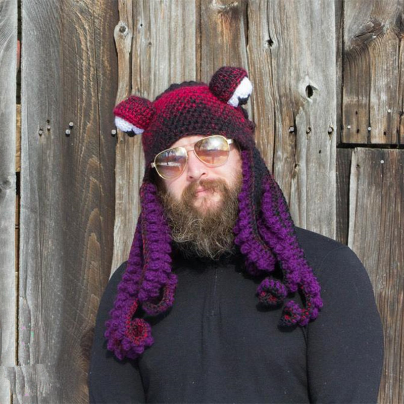 Amazon comercio exterior nueva fiesta transfronteriza para adultos Tricky Funky Octopus Head Sombrero de pulpo de ganchillo