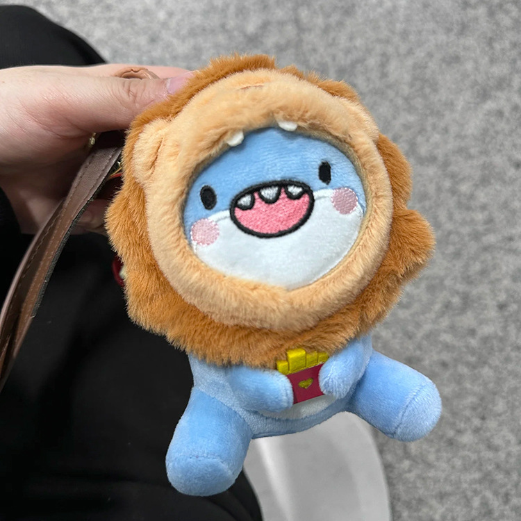 Little Red Book Same Style Shark Brother French Fries Plush Toy Pendant, Cute Chubby Shark Keychain
