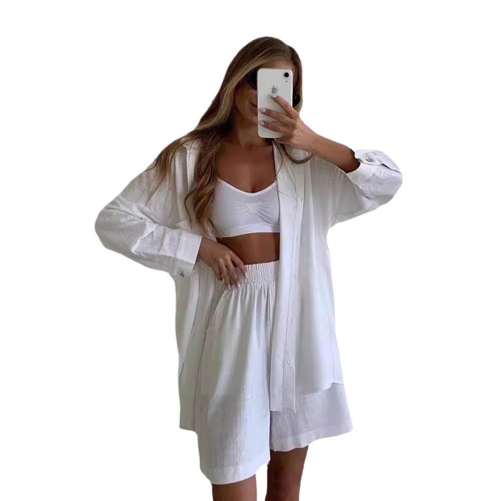 European American Cross-border Spring And Autumn Loose Casual Single-breasted Long-sleeve Fashion Solid Color Sports_voghion.com