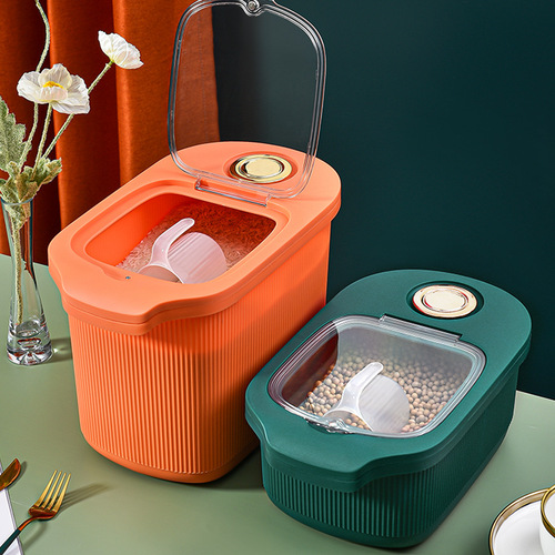 Household kitchen pet grain storage barrel 10KG flour miscellaneous grain barrel insect-proof and moisture-proof rice tank plastic grain storage rice barrel
