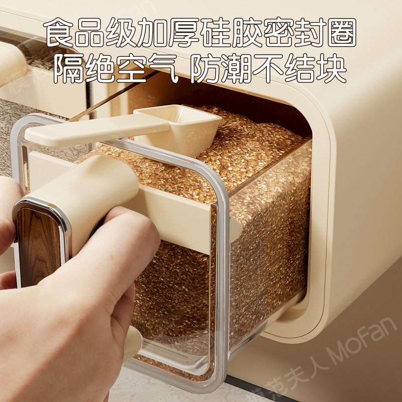 高級キッチン調味料ボックス壁掛け中世風調味料収納ボックス密封ボトル調味料塩瓶収納ラック|undefined