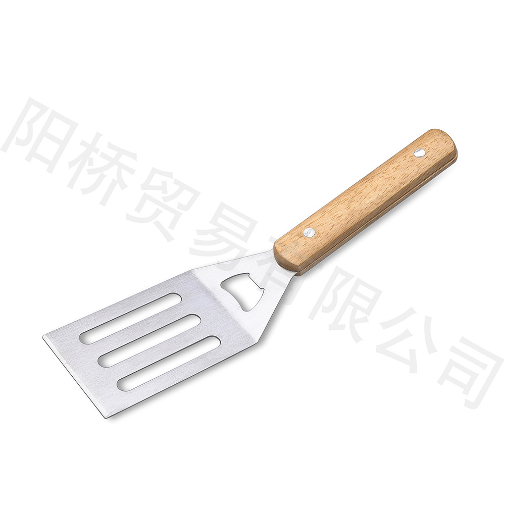 Exportación Amazon Barbacoas barbacoa herramientas mango de madera parrilla traje al aire libre camping picnic Acero inoxidable cuchillo tenedor pala clip