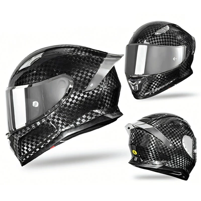 Scooter Cruise Helmet, Motorcycle Safety Supplies - carbon-fiber-12k-yue-twilight-silver-m-head-circumference-55-56cm