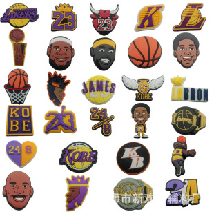Cross-border New NBA Basketball Team Soft Rubber Hole Shoes Accessories Removable Garden Shoes Shoes Flower Decorative Buckle